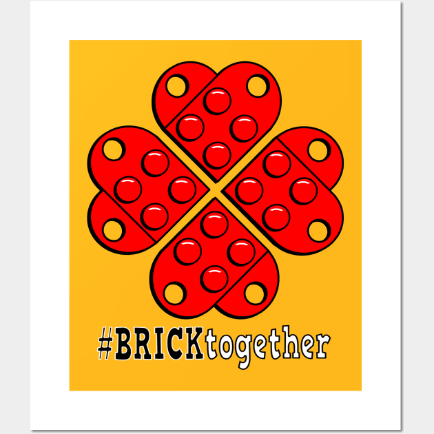 Brick Together Flower Power - Red Wall Art by Brick_Together